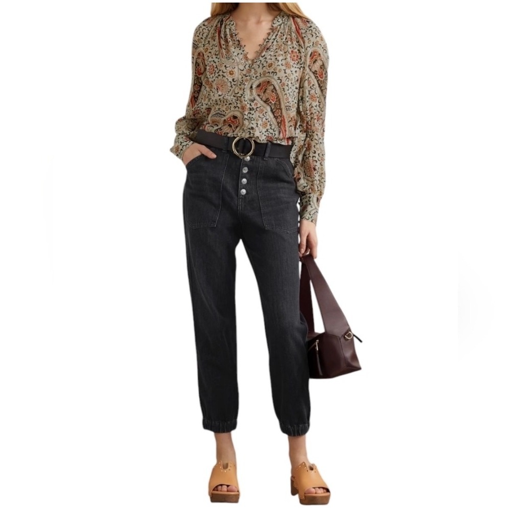 Veronica Beard 100% Cotton Bolton High Rise Jeans Black Gray Baggy 25
